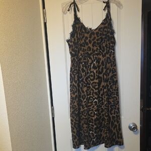 SHEIN Brown and Black Leopard Print Slip Dress